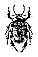 Beetle very simple traditional tattoo flash styles illustration
