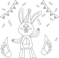 Cute animal Birthday Celebration coloring pages for kids kdp interiror premium vector