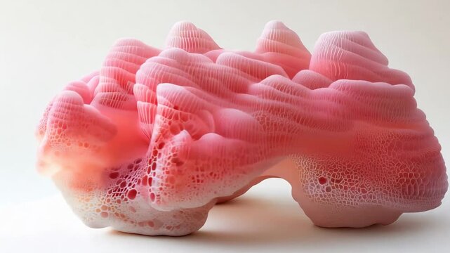 Pink and orange coral-like abstract structure with a soft, sponge-like texture