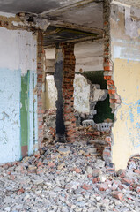 Destroyed brick building
