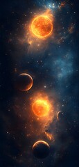 Fototapeta premium Planet, galaxy, and deep space as background for a mobile wallpaper.