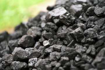 Black Coal Fragments Closeup