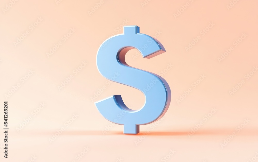 Poster 3d dollar sign placed on a vibrant background with copy space for text