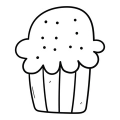 Hand drawn doodle cupcake on white background.