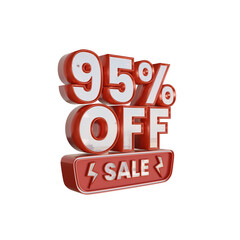 95% Off Sale Discount 3d Illustration, Ninety Five Percent Off Sale with Red and White Color