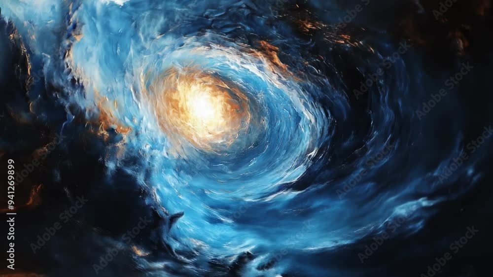 Wall mural abstract swirling vortex with bright light at the center, evoking a cosmic or galactic theme