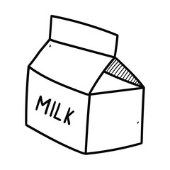 Hand drawn doodle milk carton on white background.