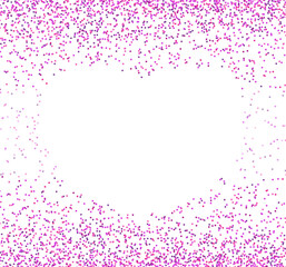 purple pink heart shaped border backdrop. shimmery pink love glitter valentines square background