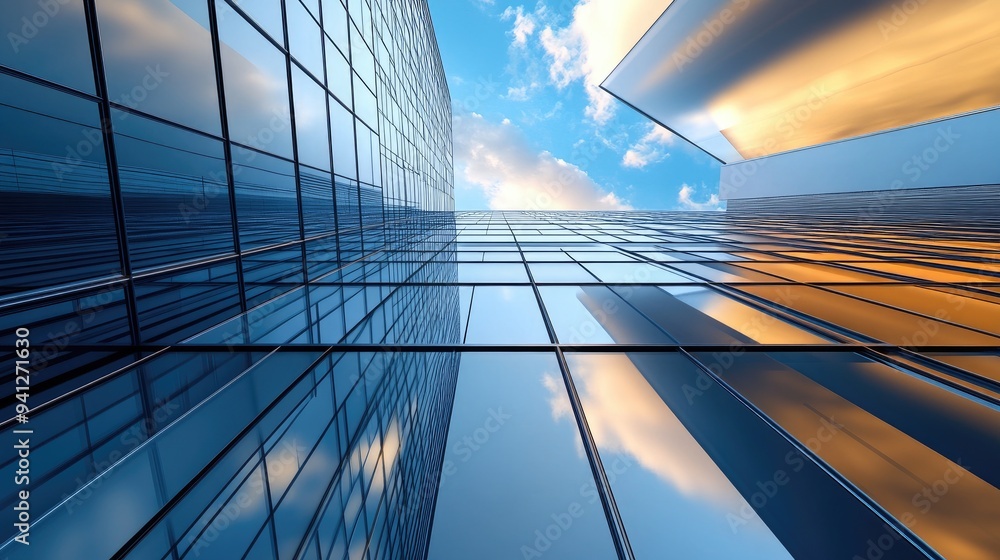 Poster 3d illustration of an architectural building featuring perspective lines showcasing modern urban des