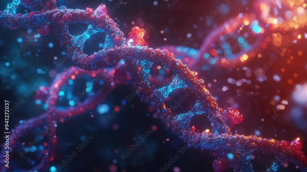 Poster 3d illustration of dna created using advanced tools in blender 3d application non generative ai rend