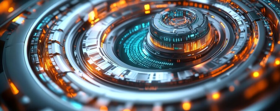 Digital business transformation, glowing binary code streams, abstract holographic interfaces, bright teal and silver palette