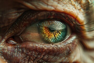 Fototapeta premium A close-up shot of a person's green eye with intricate details