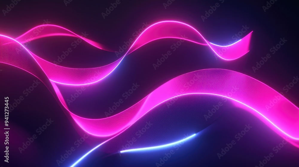 Poster 3d render of an abstract neon wallpaper featuring glowing dynamic lines set against a dark backdrop 