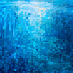 Abstract blue and white mosaic pixel pattern