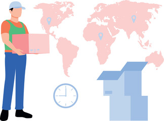 Boy holding delivery parcel.