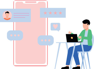 Boy looking for star rating profiles.