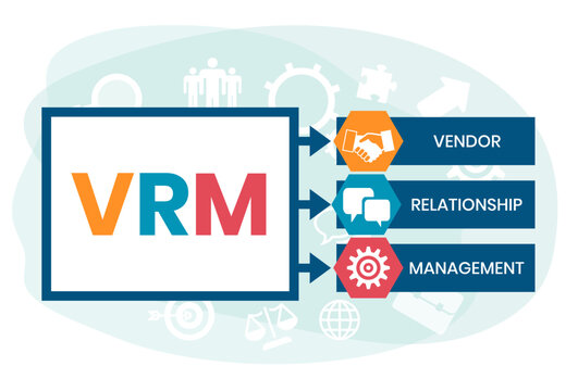 VRM - Vendor Relationship Management. business concept background. Vector illustration for website banner, marketing materials, business presentation, online advertising.