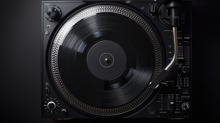 Fototapeta premium A vintage-style turntable with a record on top, ideal for retro-themed designs or nostalgic projects