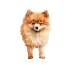 Obraz premium Cute Pomeranian Dog Standing Clipart Illustration