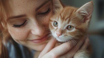 veterinarian examining puppy and kitten gentle touch modern clinic setting animal care