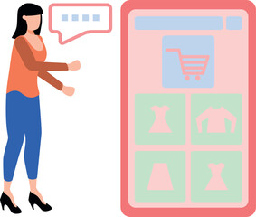 Fototapeta premium The girl is shopping online.