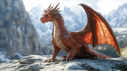 Obraz premium Isolated photo of cute baby dragon over white background.