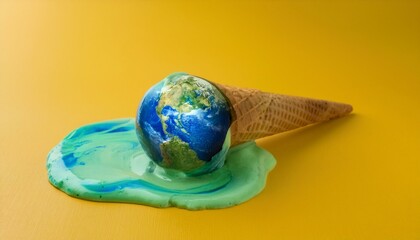 Plant earth as a scoop of ice cream melting