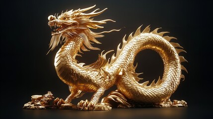 Fototapeta premium a gold dragon statue with sharp spikes