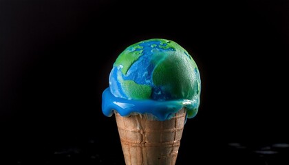 Plant earth as a scoop of ice cream melting