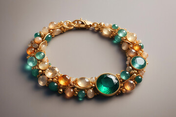 Jewelry Design: Emerald, Yellow Sapphire, Diamond, and Gold Encrusted Bracelet