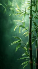 Bamboo tree on green background, vertical