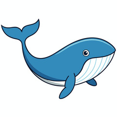 Fototapeta premium Whale Cartoon Style Vector on White Background | Animal Illustration, Cute Clip Art
