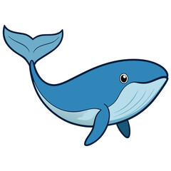 Fototapeta premium Whale Cartoon Style Vector on White Background | Animal Illustration, Cute Clip Art