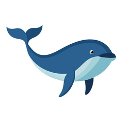 Fototapeta premium Whale Cartoon Style Vector on White Background | Animal Illustration, Cute Clip Art