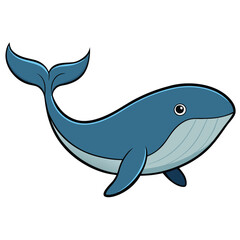 Obraz premium Whale Cartoon Style Vector on White Background | Animal Illustration, Cute Clip Art