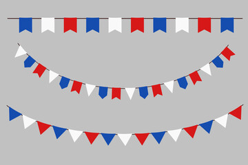 Fototapeta premium French garland of triangle flags. Color pennant border