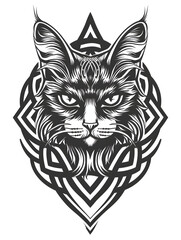Fototapeta premium Cat head very simple traditional tattoo flash styles illustration