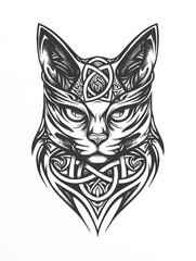 Fototapeta premium Cat head very simple traditional tattoo flash styles illustration
