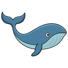Fototapeta premium Whale Cartoon Style Vector on White Background | Animal Illustration, Cute Clip Art