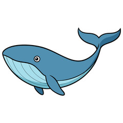Obraz premium Whale Cartoon Style Vector on White Background | Animal Illustration, Cute Clip Art