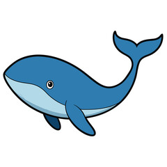 Naklejka premium Whale Cartoon Style Vector on White Background | Animal Illustration, Cute Clip Art