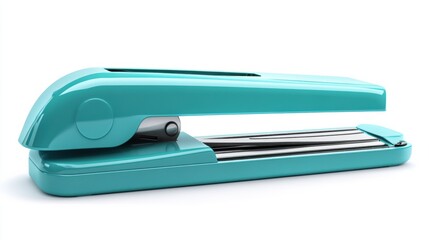 A blue stapler with a handle on top of it, AI