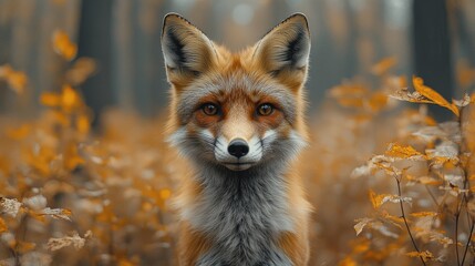 Fototapeta premium Red fox posing in the forest with sunlight on fur