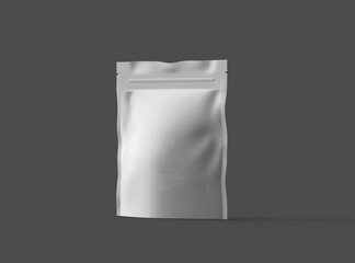 Rendered image for a square glossy sealed doypack on dark background