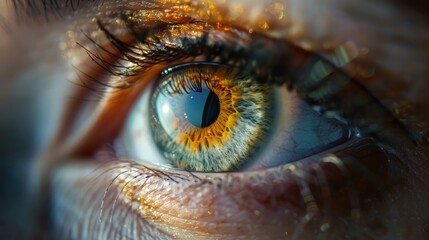 A close-up of an eye with dramatic lighting, emphasizing the texture and detail