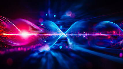  A depiction of wave-particle duality, showing light exhibiting wave-like properties and particle-like photons.