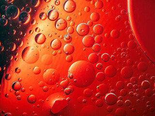 Abstract Background Red oil Macro Colorful artistic of oil drop floating on the water. macro red...