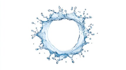 Ripple Effect - Circular Splash of Water Creating Perfect Symmetry on White Background, Generative Ai