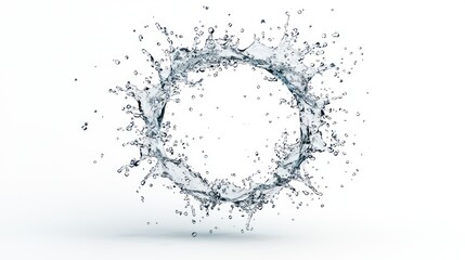 Circular Splash of Water Creating Symmetrical Patterns on White Surface, Generative Ai