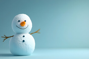 Obraz premium 3d cartoon Happy snowman wearing a scarf and hat isolated on blue background